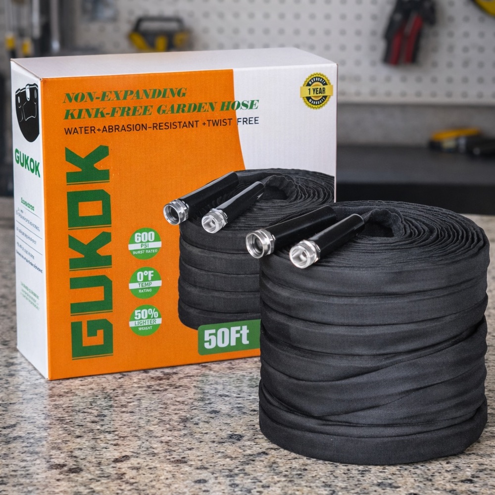 50FT Lightweight Kink-Free Garden Hose – Ultra Flexible Durable RV Marine Hose